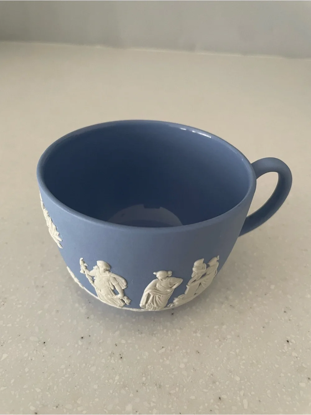Wedgwood Light Blue Jasperware Cup with White Classical Relief